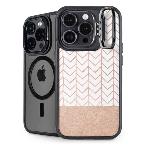 Rose Gold Herringbone iPhone 16 Pro Kickstand Case